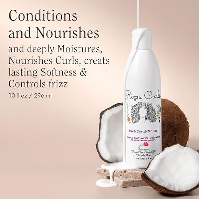 Rizos Curls TRAVEL DEEP CONDITIONER, STRENGTHENS & MOISTURIZES HAIR WHILE CONTROLLING FRIZZ, ADD SOFTNESS AND MANAGEABILITY WITH COCONUT OIL, SUNFLOWER OIL & SHEA BUTTER, 2.5 OZ - Image 3